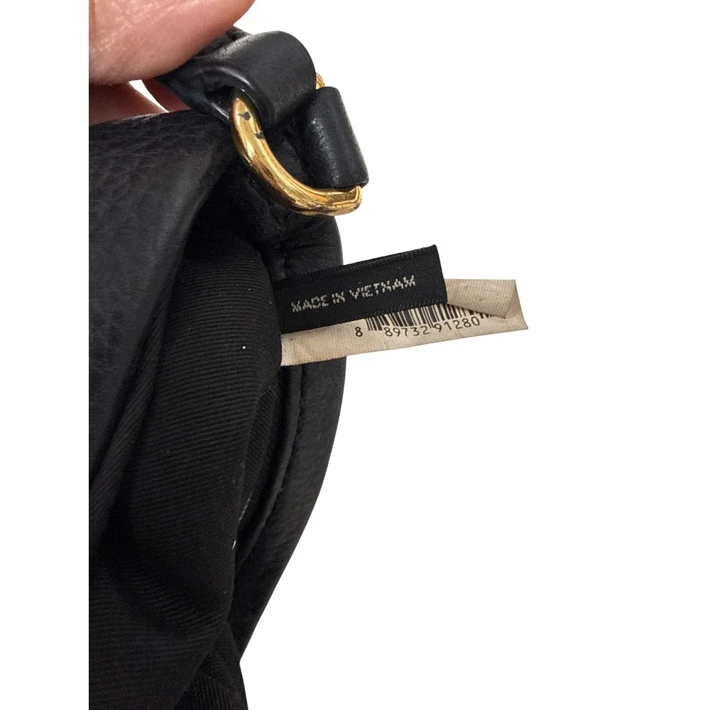 Marc Jacobs Crossbody Bag Women OS Black Pebbled Leather Gold Logo Plate Luxury